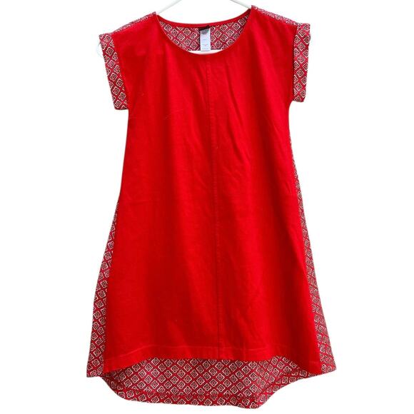 tea Hi Low Hem Dress Solid Red in Front Diamond Design in Back Cotton Girl's 7 - Picture 1 of 8